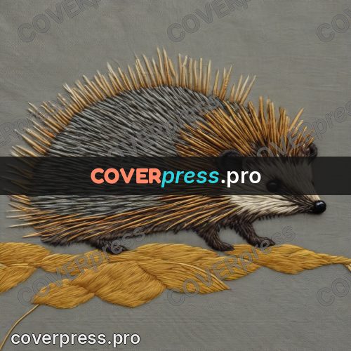 Embroidery design: hedgehog with raised quills
