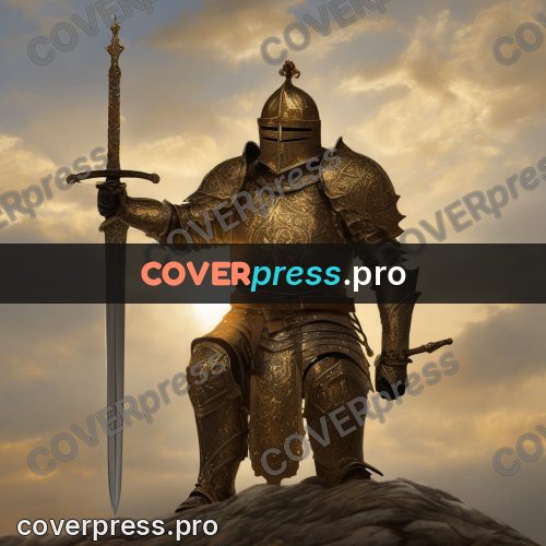 Epic fantasy illustration: knight on a hilltop