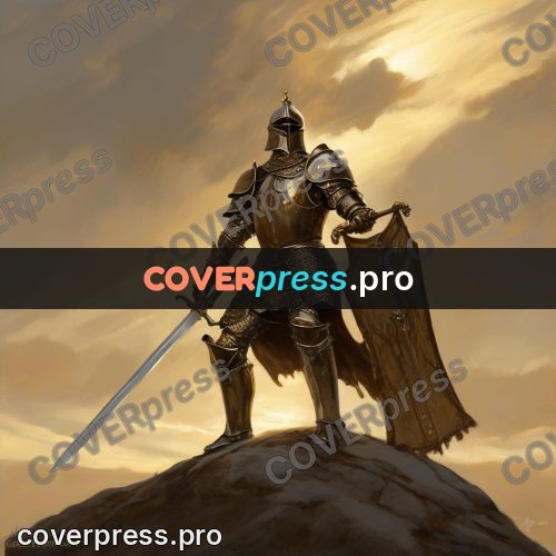 Epic fantasy illustration: knight on a hilltop