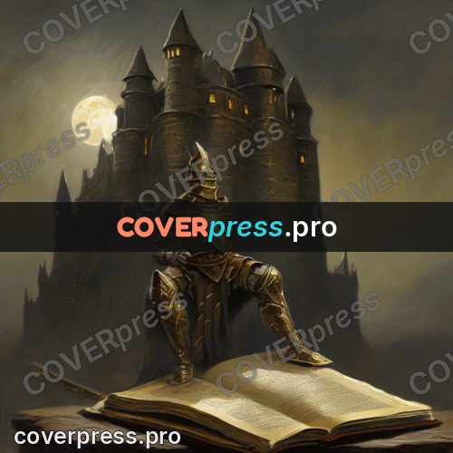 Epic fantasy illustration: knight and an open book