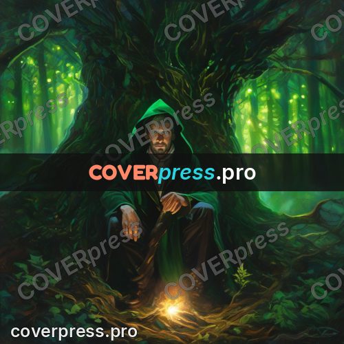 Epic fantasy illustration: mage with light in his hands