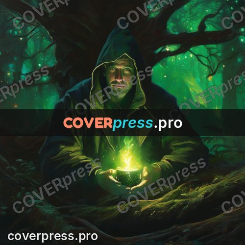 Epic fantasy illustration: mage with light in his hands