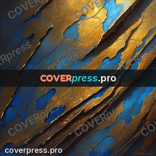 Epic fantasy illustration: blue and gold cracks