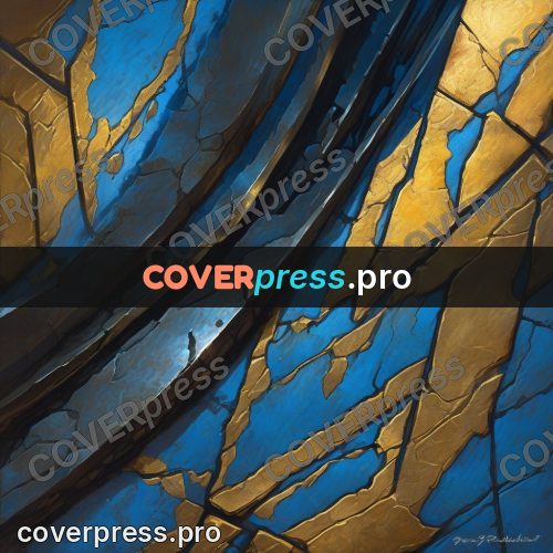 Epic fantasy illustration: blue and gold cracks