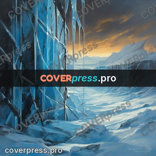 Epic fantasy illustration: ice arch with icicles