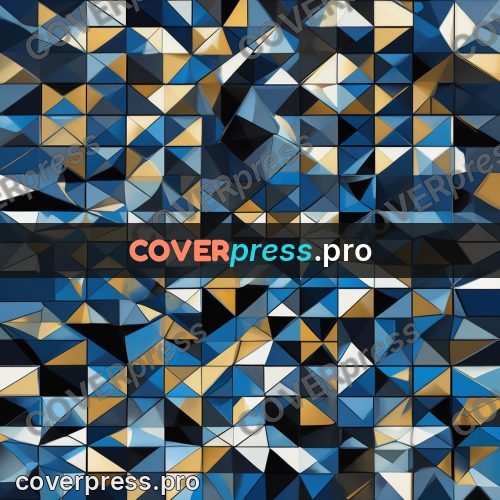 Polygon artwork: blue pattern with yellow triangles