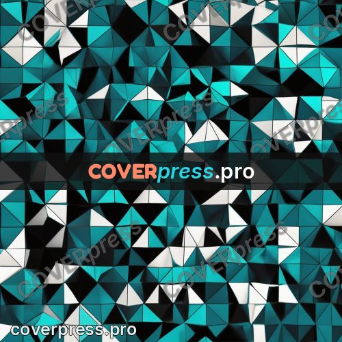 Polygon artwork: turquoise pattern on black