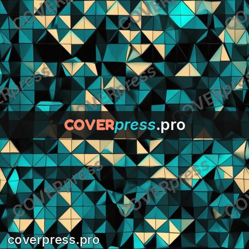 Polygon artwork: turquoise pattern on black