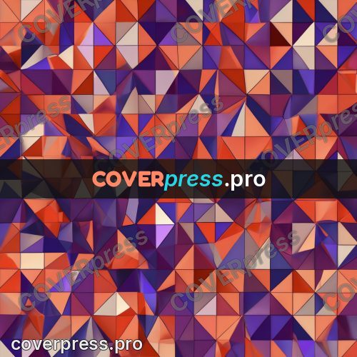 Polygon artwork: red pattern with purple facets