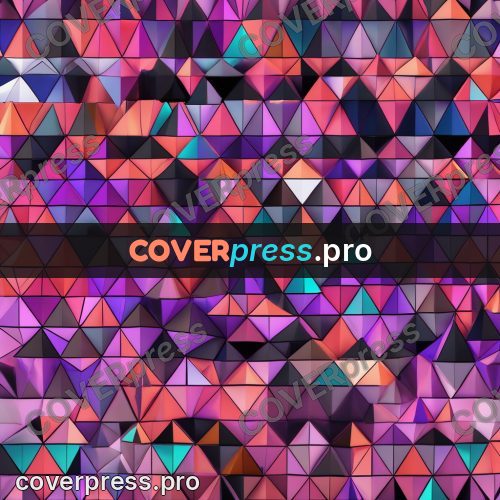 Polygon artwork: pink triangles on a dark ground