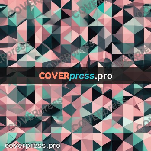 Polygon artwork: pink pattern with green facets