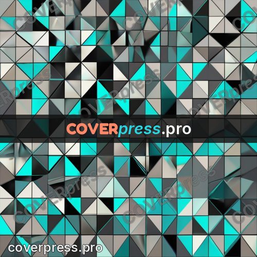 Polygon artwork: turquoise pattern with grey facets