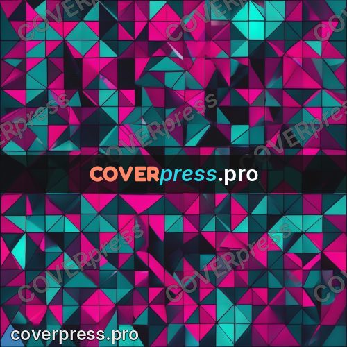 Polygon artwork: pattern in magenta and turquoise