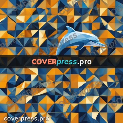 Polygon artwork: dolphin in blue and orange