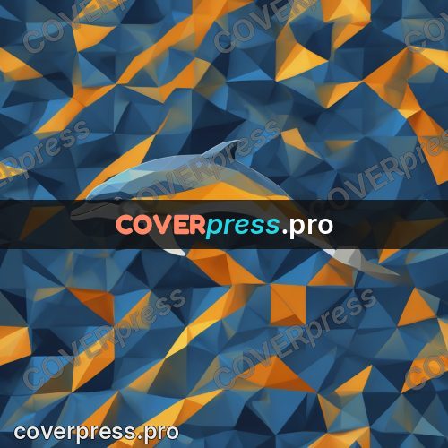 Polygon artwork: dolphin in blue and orange