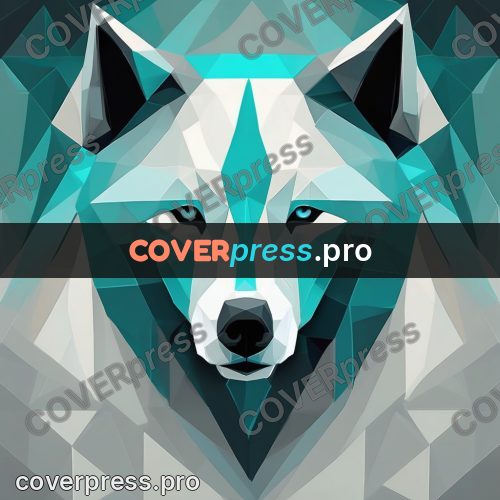 Polygon artwork: wolf face seen head on