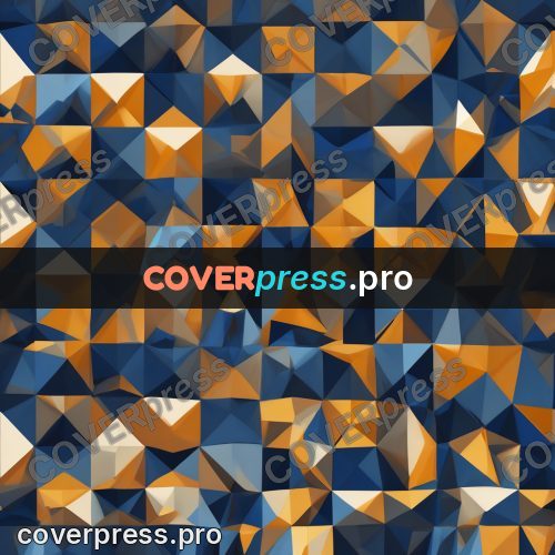 Polygon artwork: blue and ochre pattern