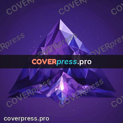 Geometric drawing: crystal peaks in purple tones