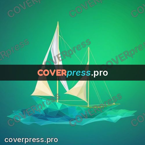 Geometric drawing: boat under sail on the water