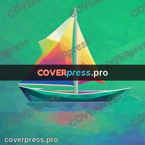 Geometric drawing: boat under sail on the water