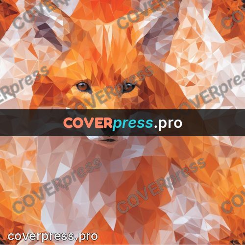 Geometric drawing: red fox on a pale ground