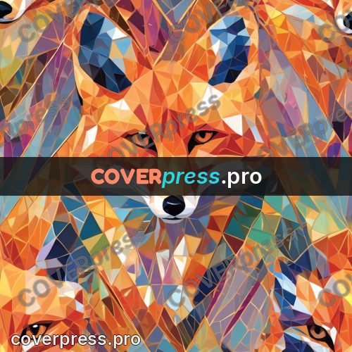 Geometric drawing: fox on a mottled ground