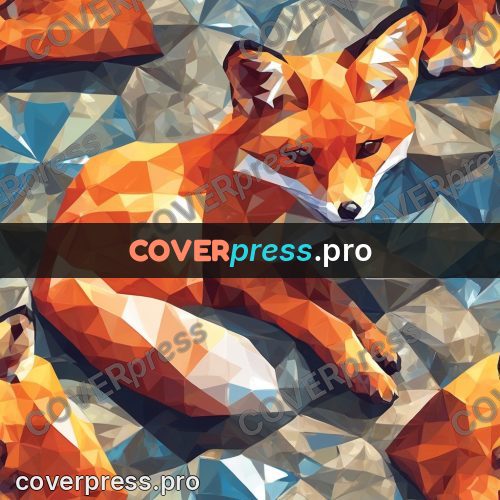 Geometric drawing: fox on a mottled ground