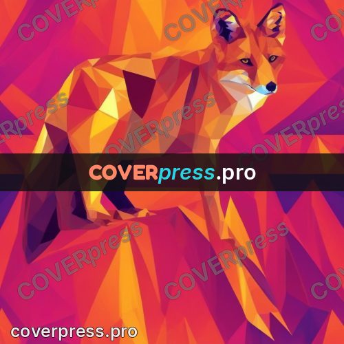 Geometric drawing: fox on a pink purple ground