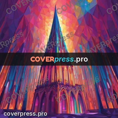 Geometric drawing: cathedral with tall spires