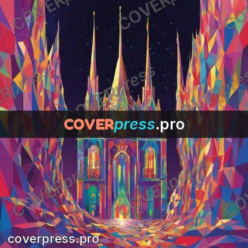 Geometric drawing: cathedral with tall spires