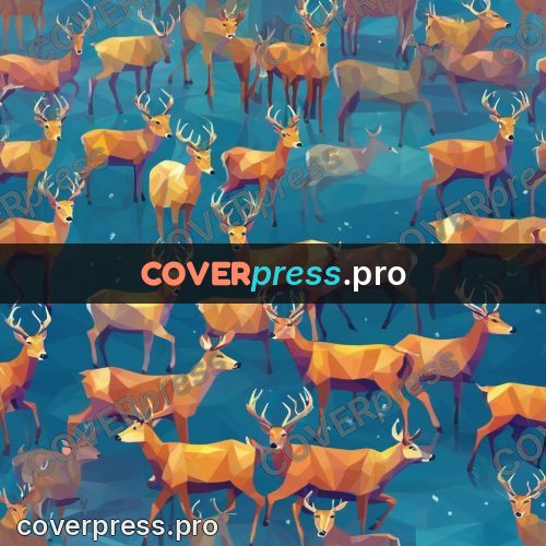 Geometric drawing: deer raising its head from water