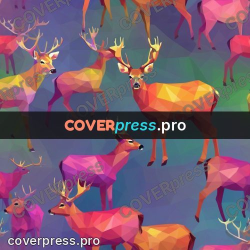 Geometric drawing: deer on a purple ground