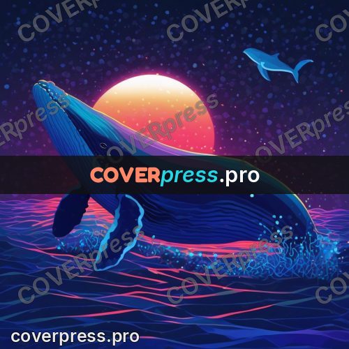 Geometric drawing: whale above dark water