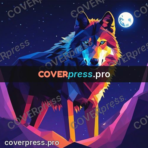 Geometric drawing: wolf on a night ground
