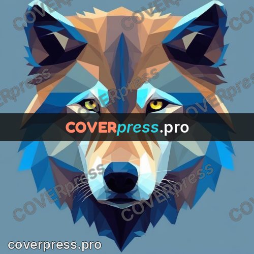 Geometric drawing: wolf head facing forward