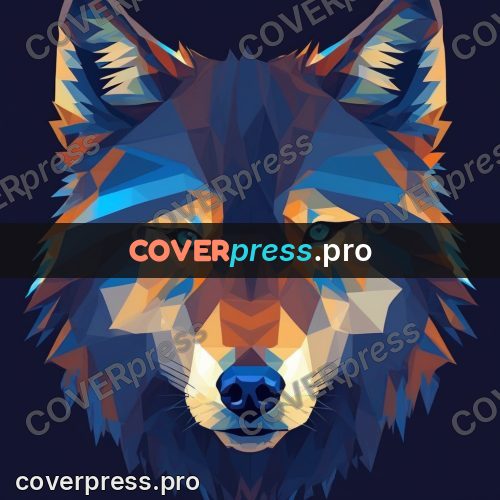 Geometric drawing: wolf head facing forward