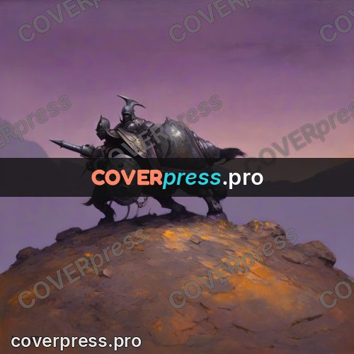 Fantasy illustration: wasteland under a purple sky