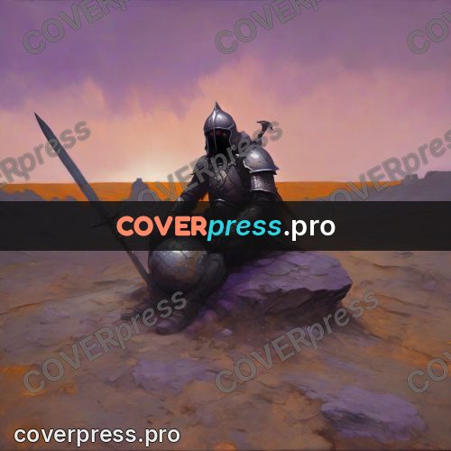 Fantasy illustration: wasteland under a purple sky