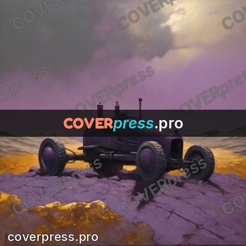 Fantasy illustration: wasteland under a purple sky