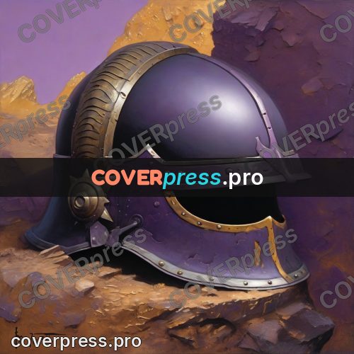 Fantasy illustration: helmet lying on stones