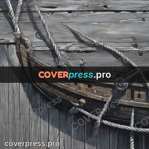 Fantasy illustration: rope on a wooden hull