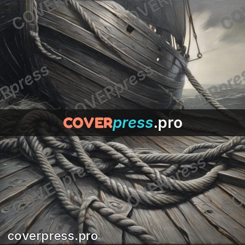 Fantasy illustration: rope on a wooden hull
