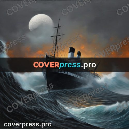 Fantasy illustration: large ship on stormy waves