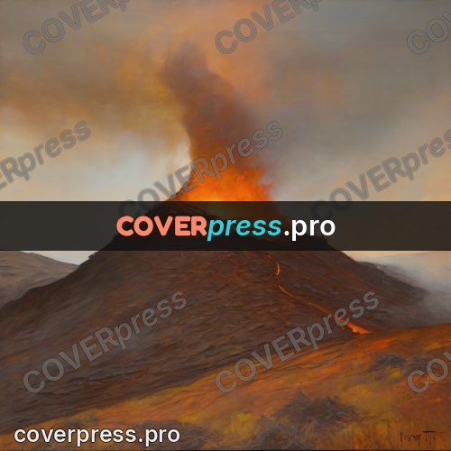 Fantasy illustration: fortress on a burning hill