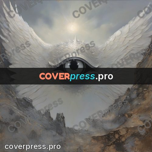 Fantasy illustration: white wings in a grey sky