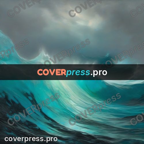 Fantasy illustration: crest of a turquoise wave