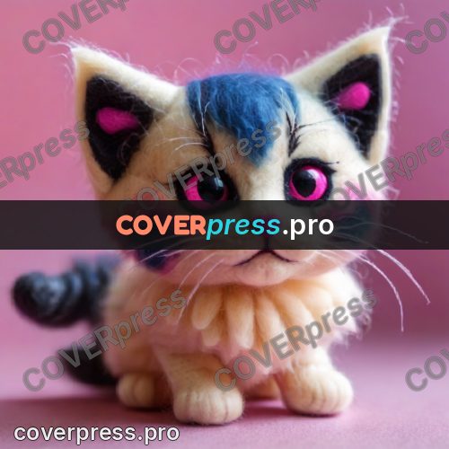 Wool painting: kitten with big eyes
