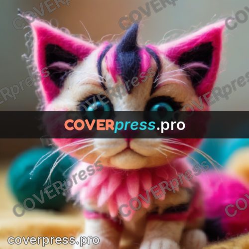 Wool painting: kitten with big eyes