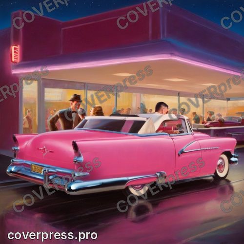 В стиле Винтаж 50-х: неоновая вывеска придорожного дайнера "Star Diner" загорается, отбрасывая розовый