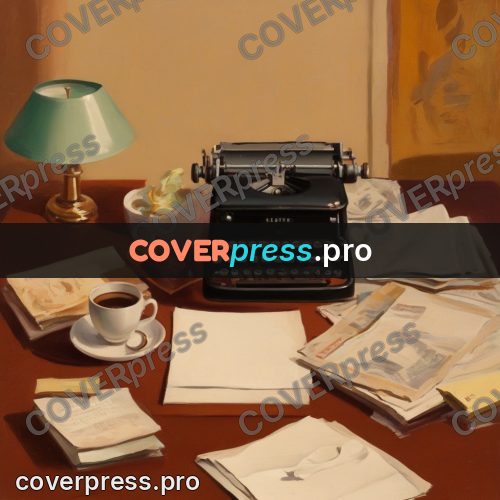 Vintage illustration: typewriter and a cup of coffee